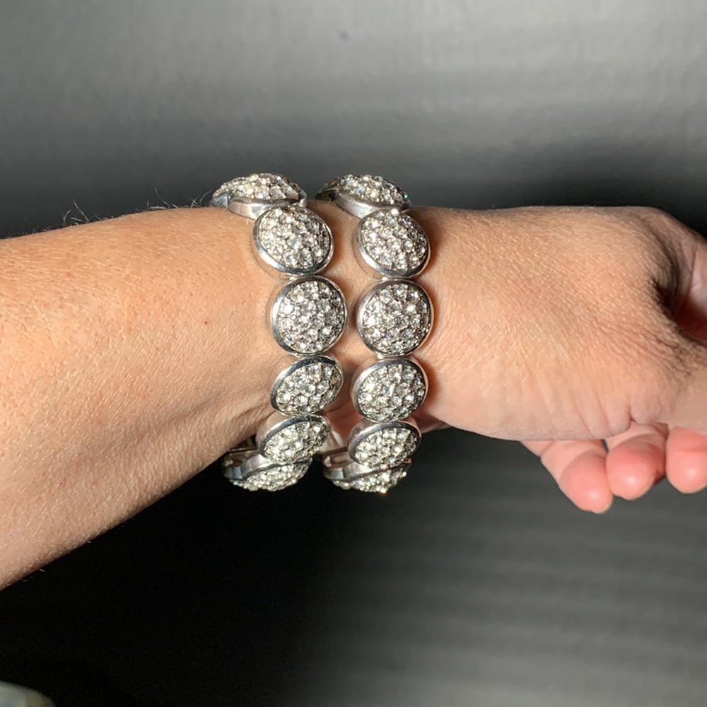 Vintage Silver Rhinestone Bracelets - Picture 2 of 3
